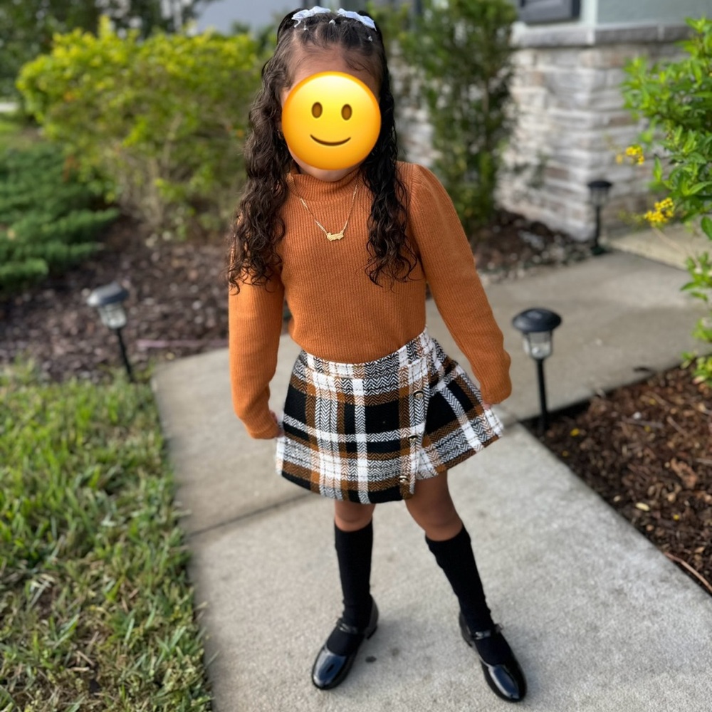 Toddler long sleeve chestnut top and skirt. Size 4T/5T